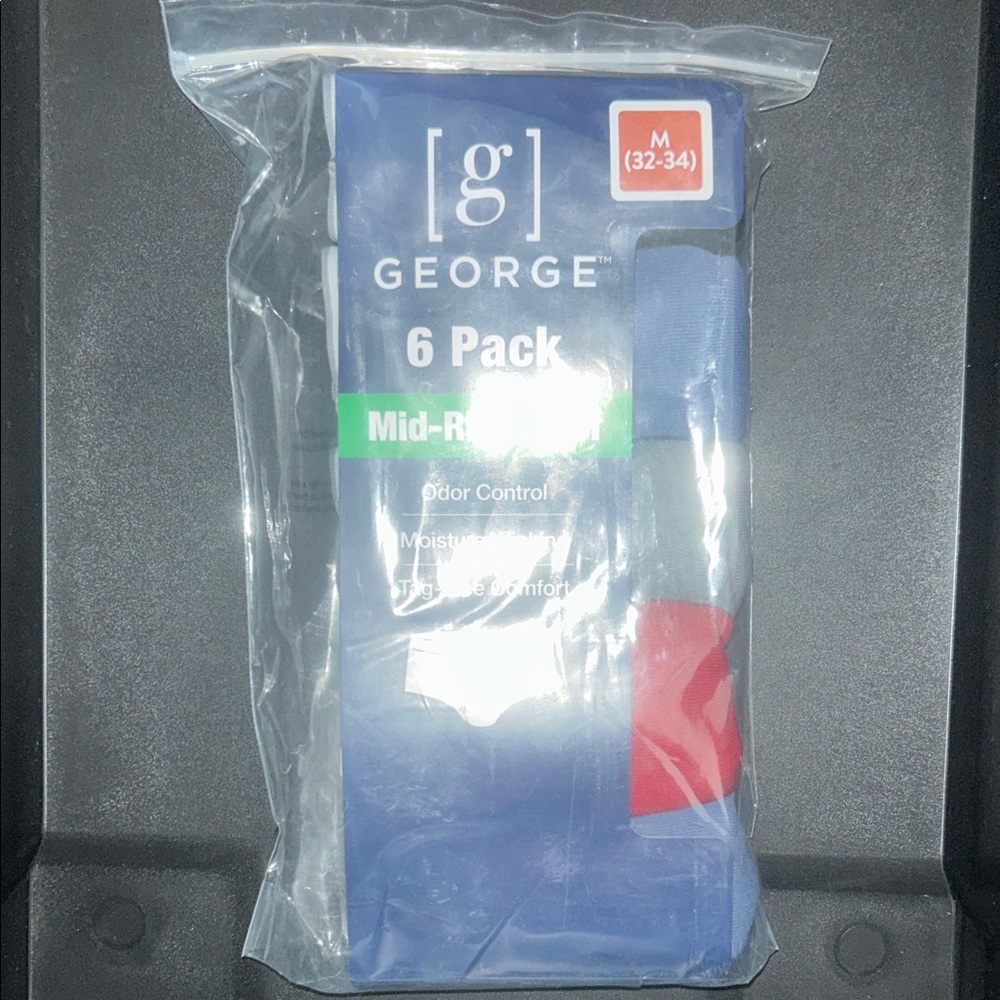 George 6 Pack Mid-Rise Briefs - Blue and Red